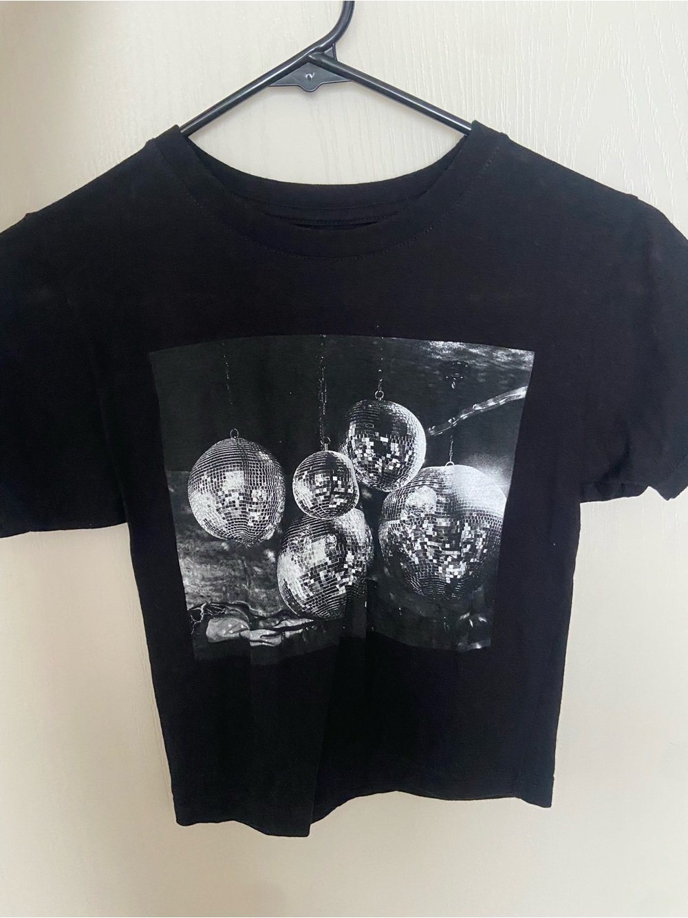 Black Graphic Disco Ball Tee - Women